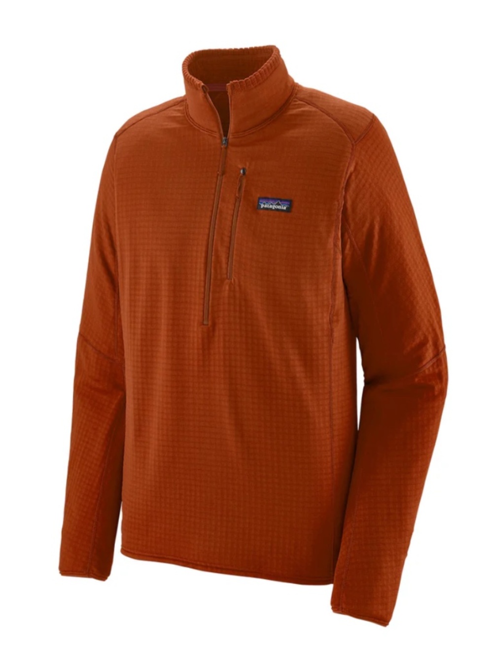 Patagonia Men's R1 Pullover Orange Grid Fleece Half Zip Size M